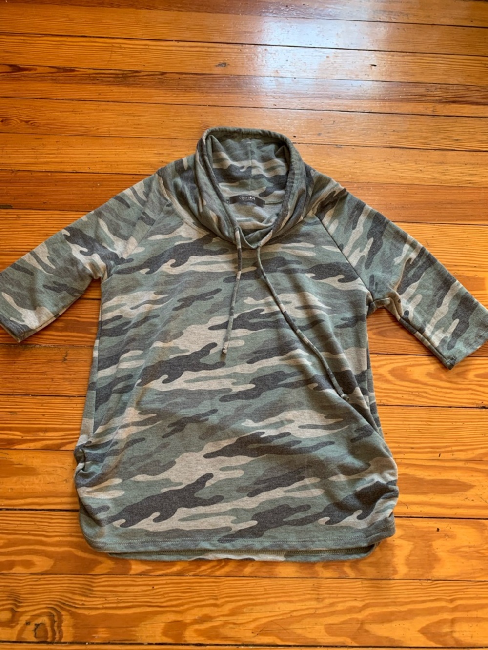 Cuddl Duds Women's Cowl Neck Camouflage Pullover Hoodie - Green Camo